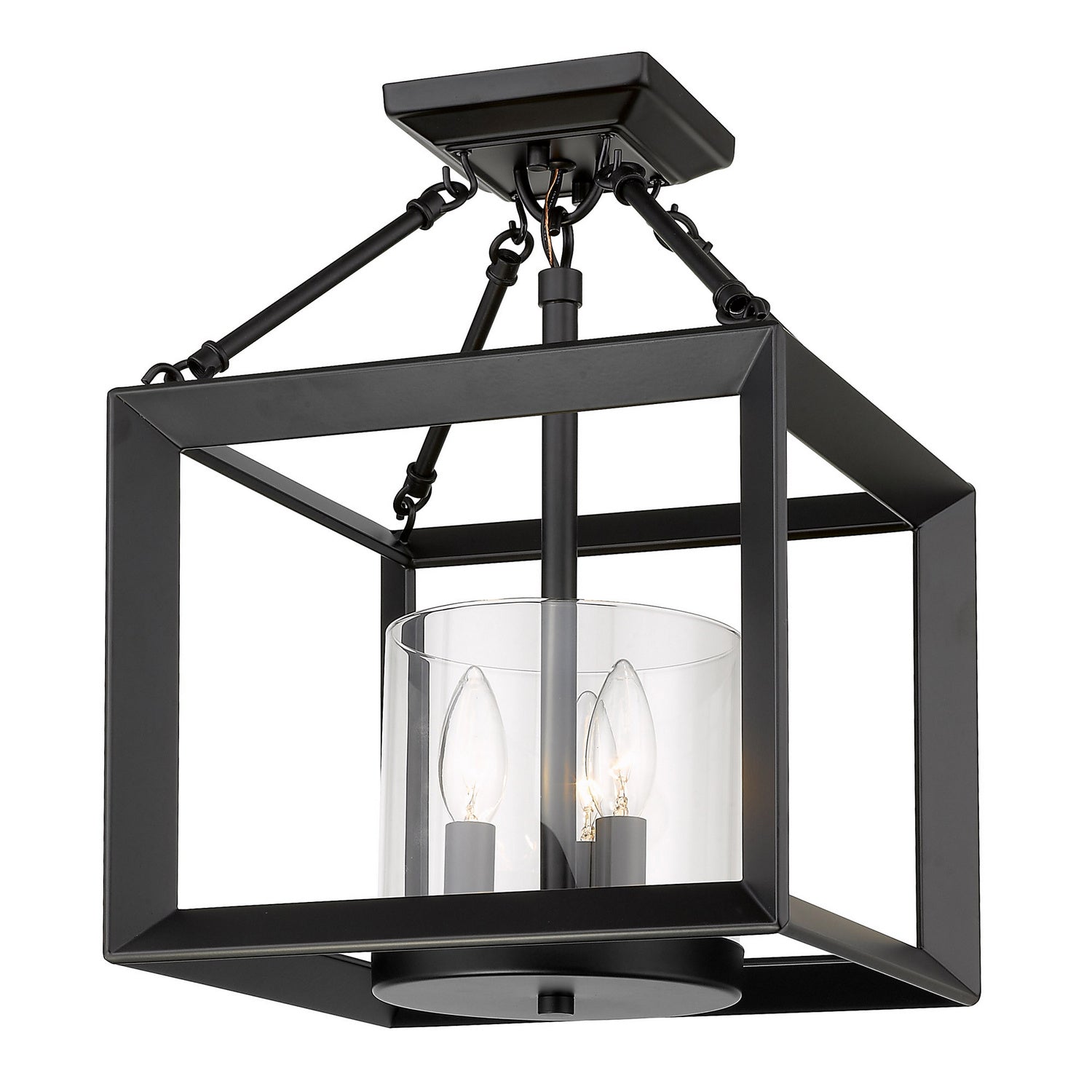 Golden - 2073-SF BLK-CLR - Three Light Semi-Flush Mount - Smyth - Matte Black