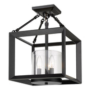 Golden - 2073-SF BLK-CLR - Three Light Semi-Flush Mount - Smyth - Matte Black