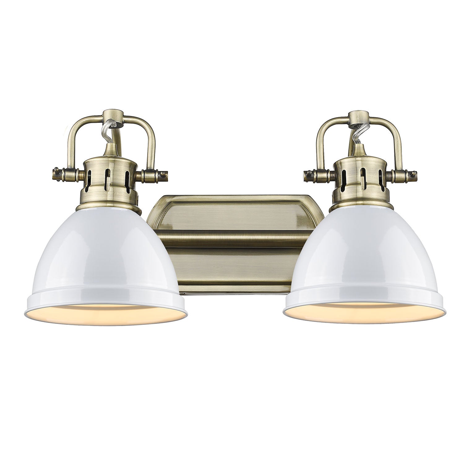 Golden - 3602-BA2 AB-WH - Two Light Bath Vanity - Duncan - Aged Brass