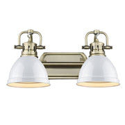 Golden - 3602-BA2 AB-WH - Two Light Bath Vanity - Duncan - Aged Brass