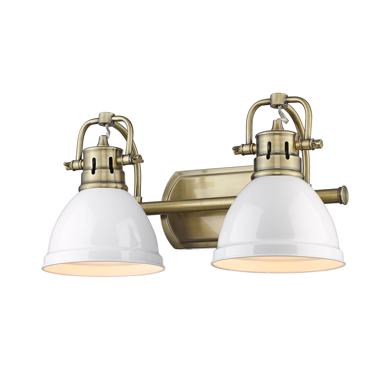 Golden - 3602-BA2 AB-WHT - Two Light Bath Vanity - Duncan - Aged Brass
