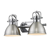 Golden - 3602-BA2 CH-PW - Two Light Bath Vanity - Duncan - Chrome
