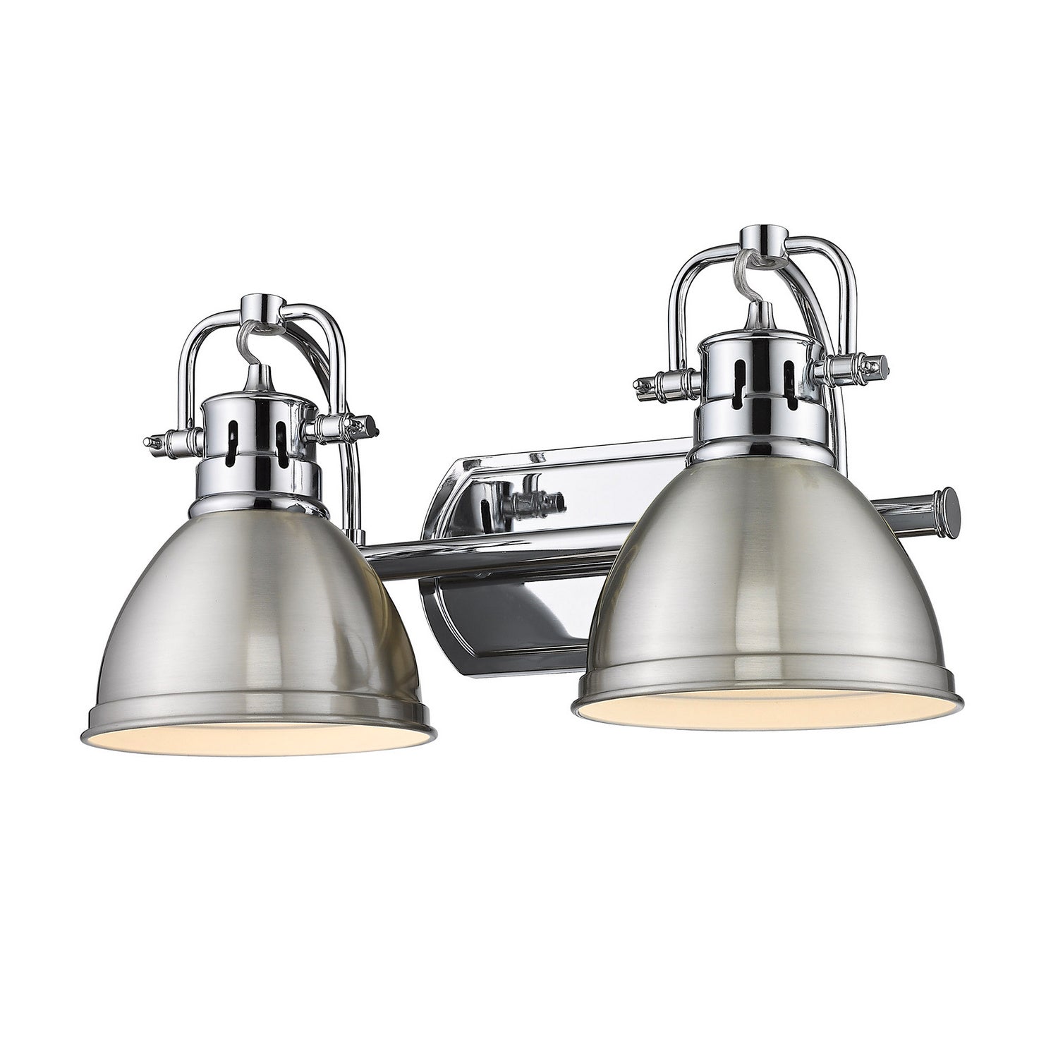 Golden - 3602-BA2 CH-PW - Two Light Bath Vanity - Duncan - Chrome