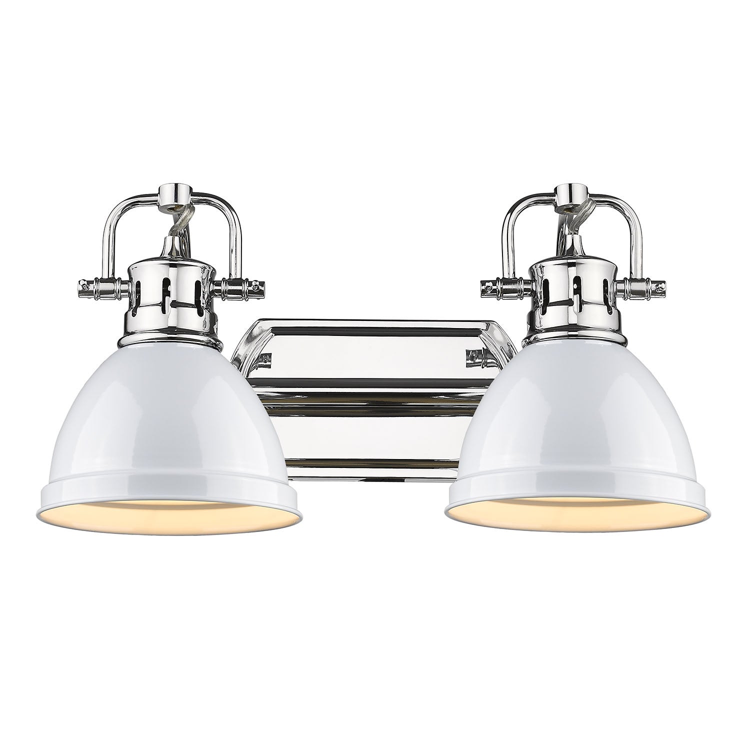 Golden - 3602-BA2 CH-WH - Two Light Bath Vanity - Duncan - Chrome