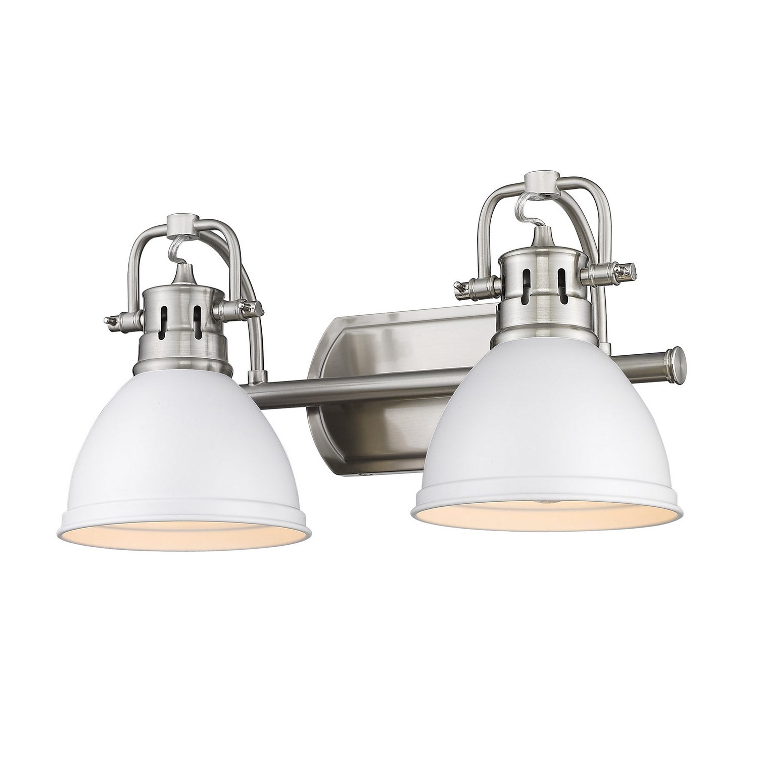 Golden - 3602-BA2 PW-WHT - Two Light Bath Vanity - Duncan - Pewter