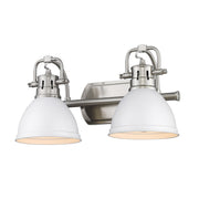 Golden - 3602-BA2 PW-WHT - Two Light Bath Vanity - Duncan - Pewter