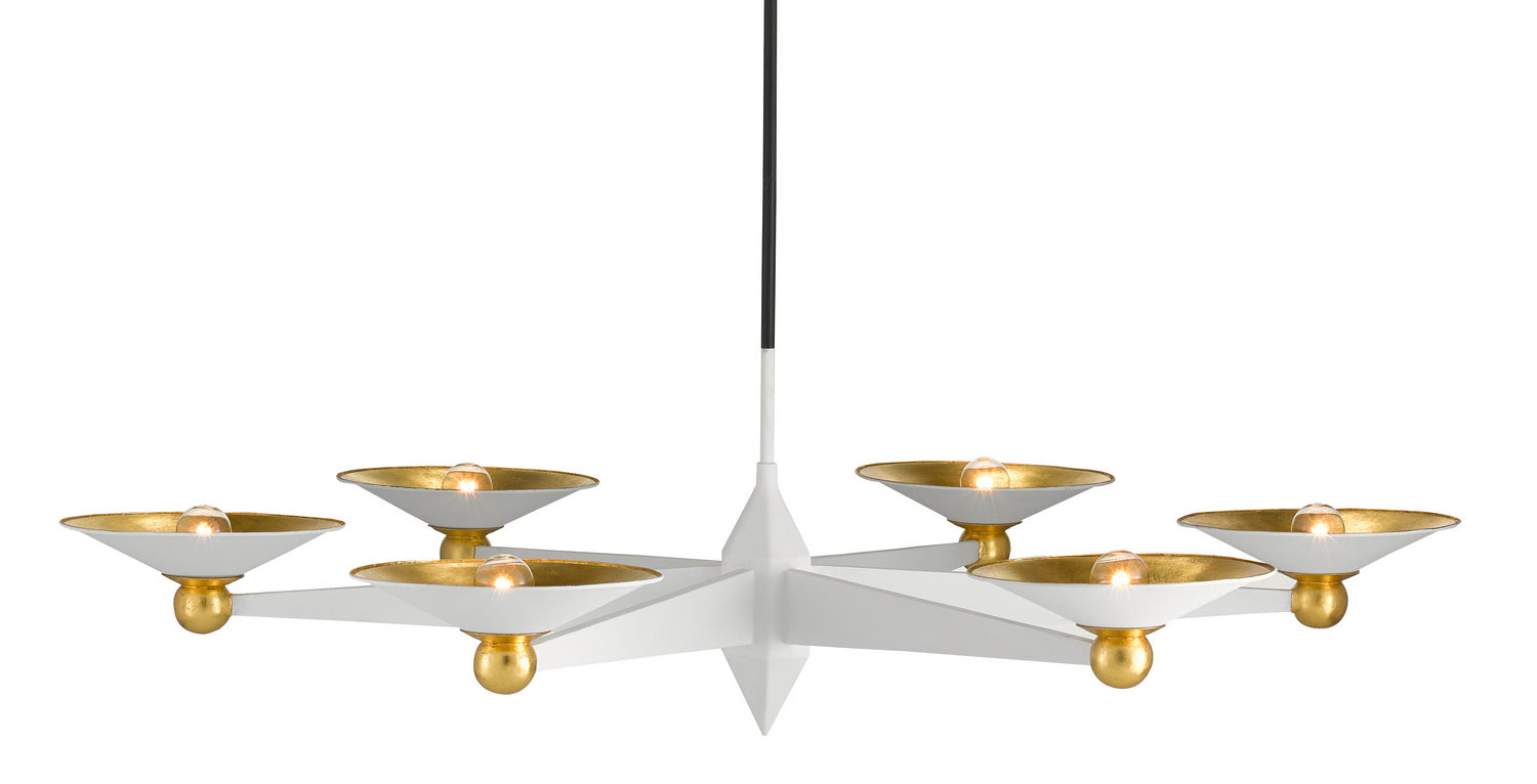 Currey and Company - 9000-0796 - Six Light Chandelier - Gesso White/Contemporary Gold Leaf