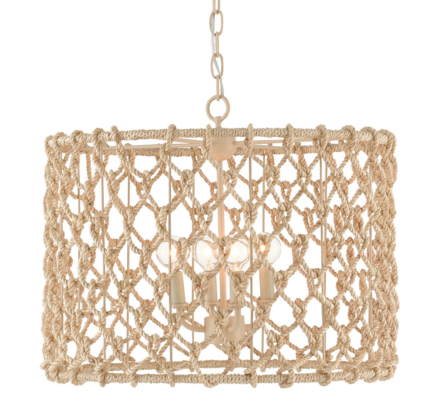 Currey and Company - 9000-0803 - Four Light Chandelier - Beige/Smokewood/Natural Rope