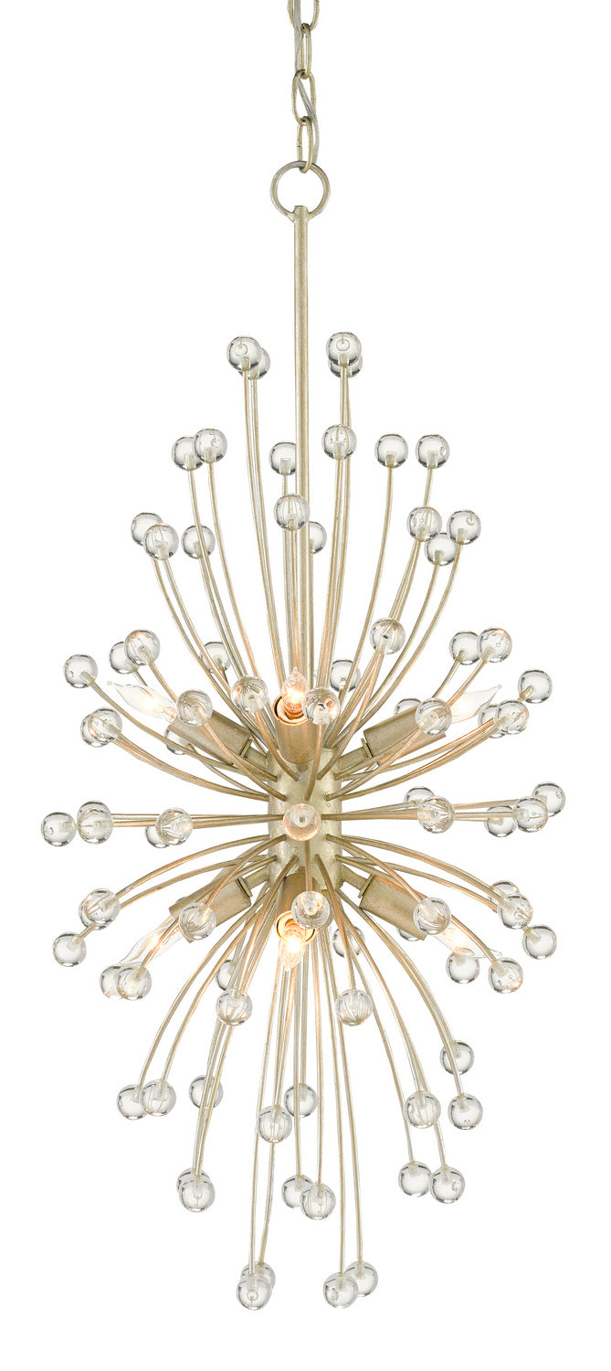 Currey and Company - 9000-0814 - Eight Light Chandelier - Contemporary Silver Leaf/Clear