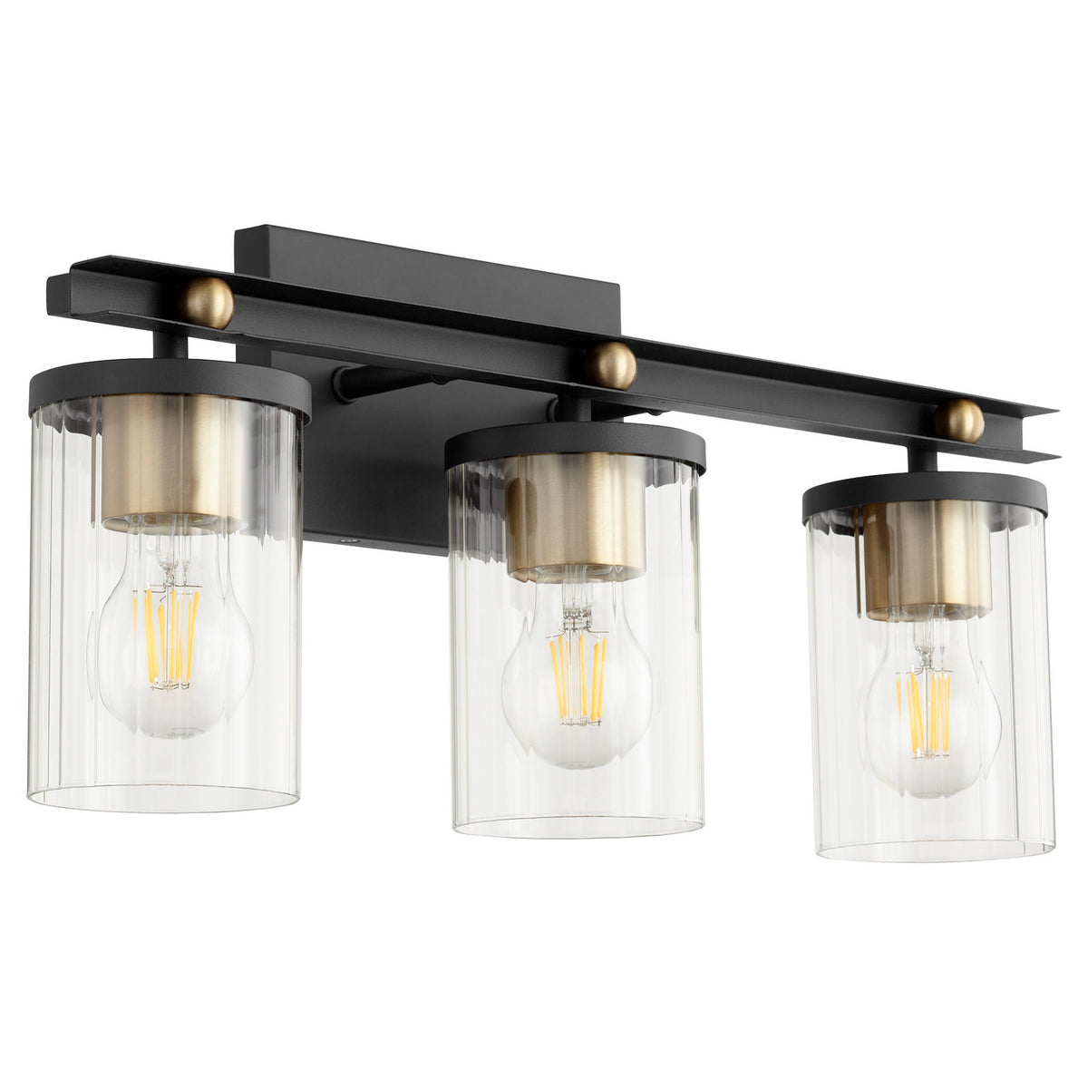 Quorum - 529-3-6980 - Three Light Vanity - Empire - Textured Black|Aged Brass