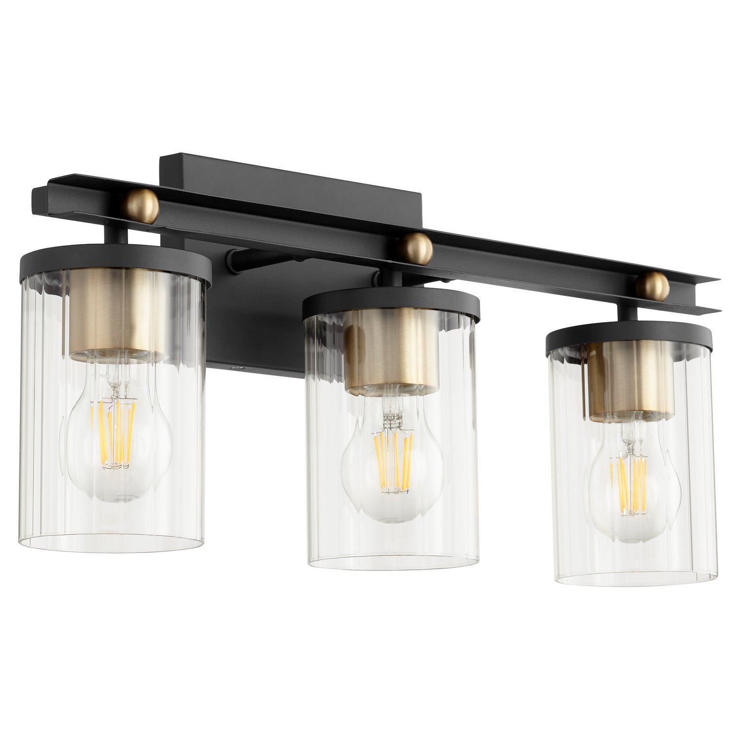 Quorum - 529-3-6980 - Three Light Vanity - Empire - Textured Black|Aged Brass