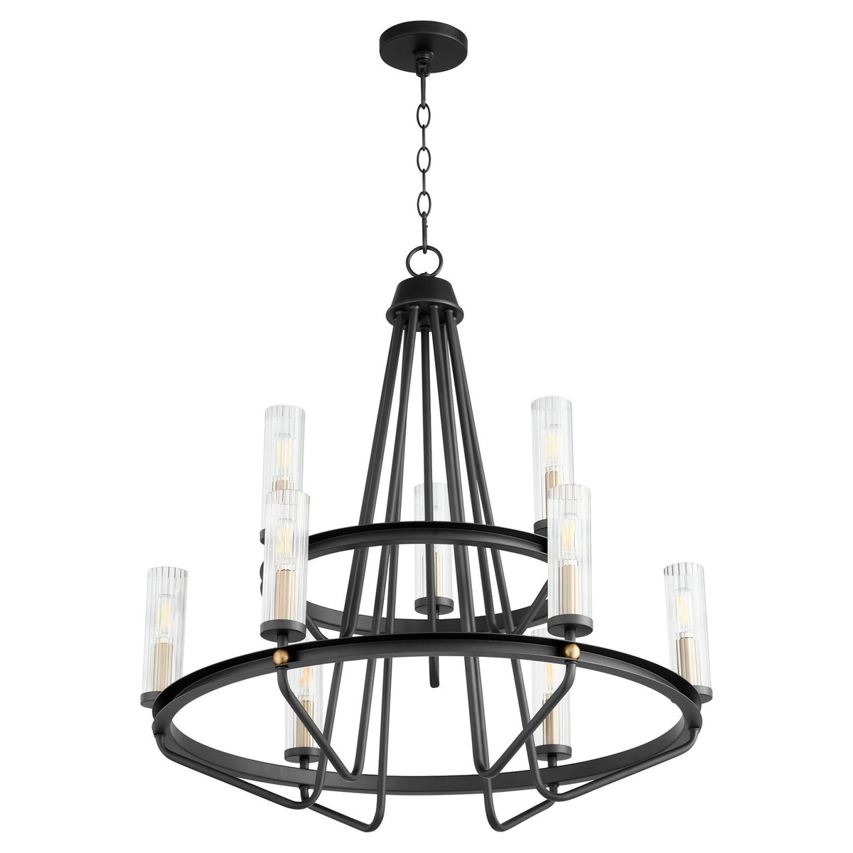 Quorum - 629-96980 - Nine Light Chandelier - Empire - Textured Black|Aged Brass