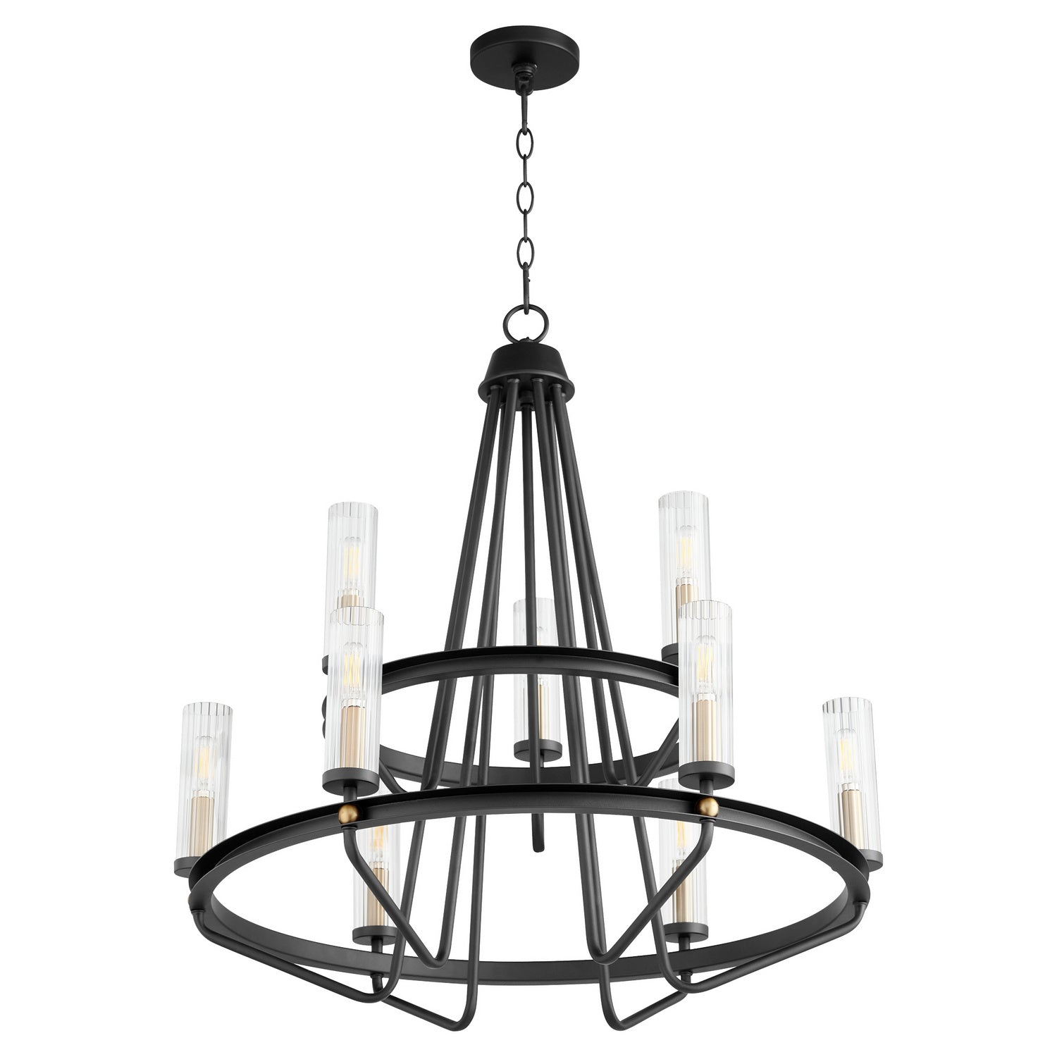 Quorum - 629-96980 - Nine Light Chandelier - Empire - Textured Black|Aged Brass