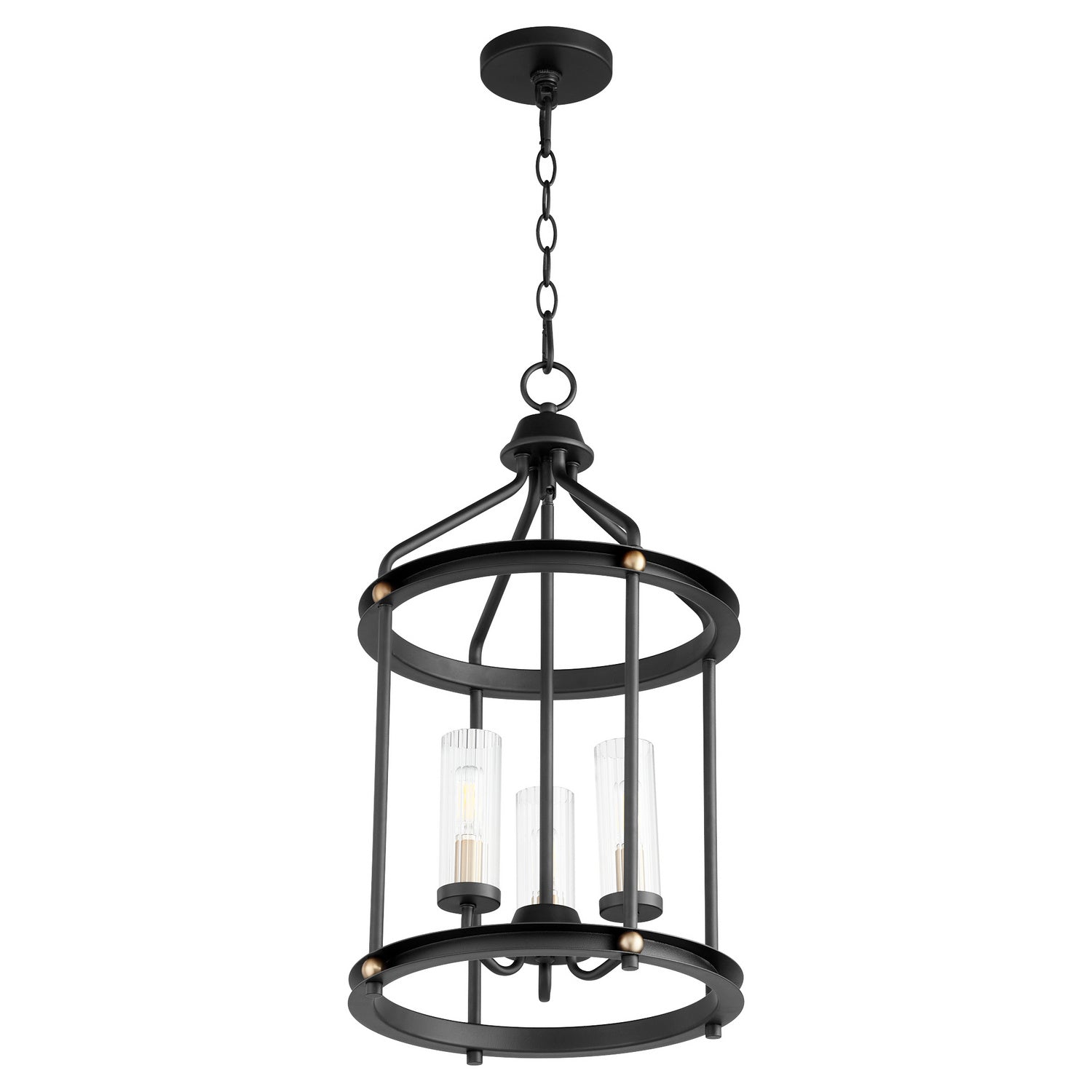 Quorum - 829-3-6980 - Three Light Entry Pendant - Empire - Textured Black|Aged Brass