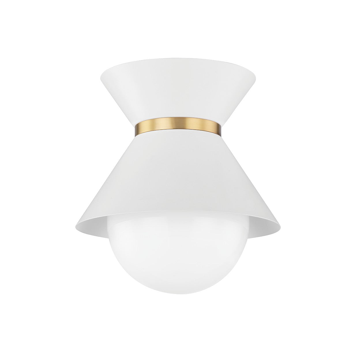 Troy Lighting - C8610-SWH/PBR - One Light Flush Mount - Scout - Soft White/Patina Brass