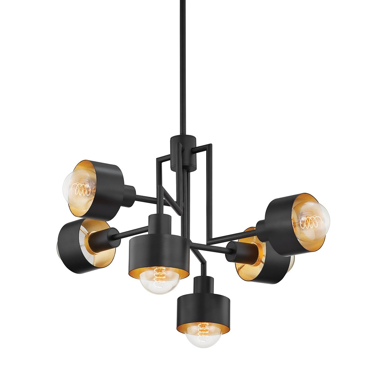 Troy Lighting - F8726-SBK/GL - Six Light Chandelier - North - Soft Black/Gold Leaf