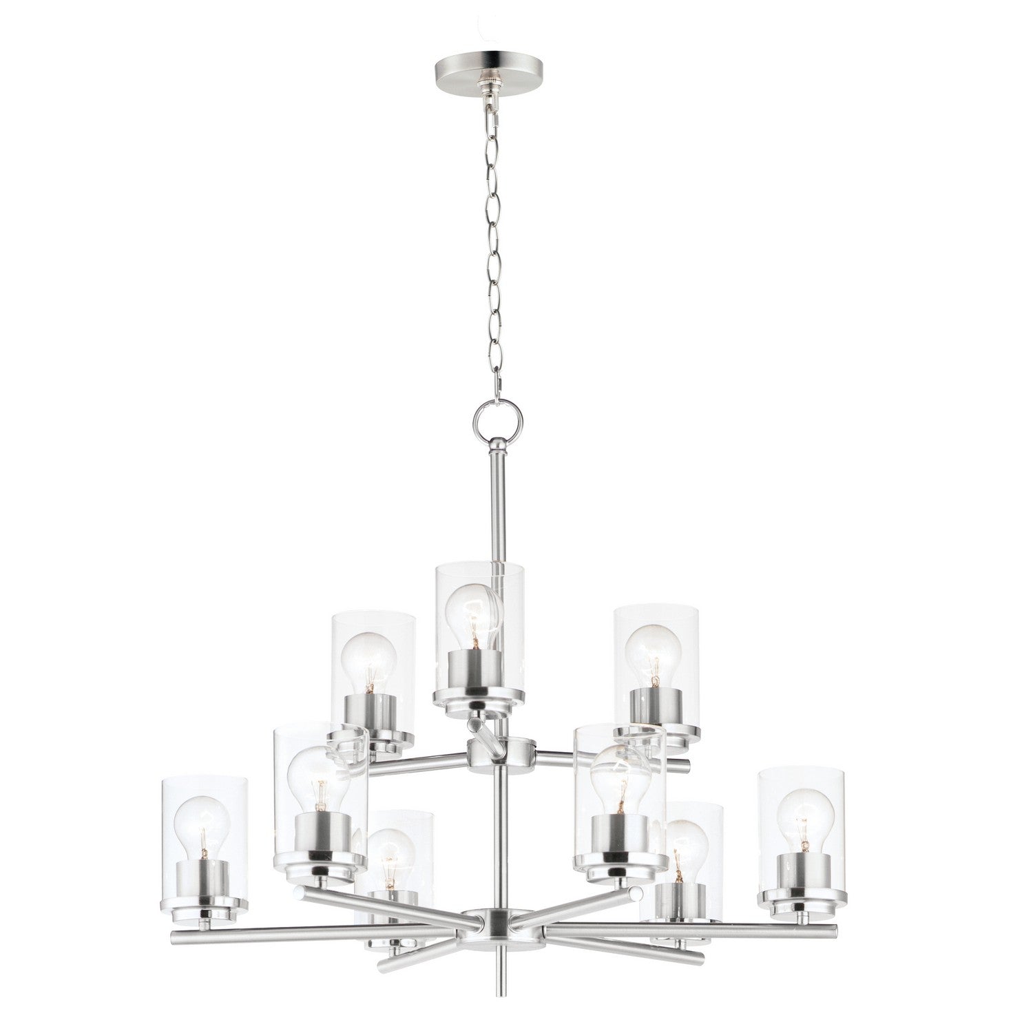 Maxim - 10206CLSN - Nine Light Chandelier - Corona - Satin Nickel