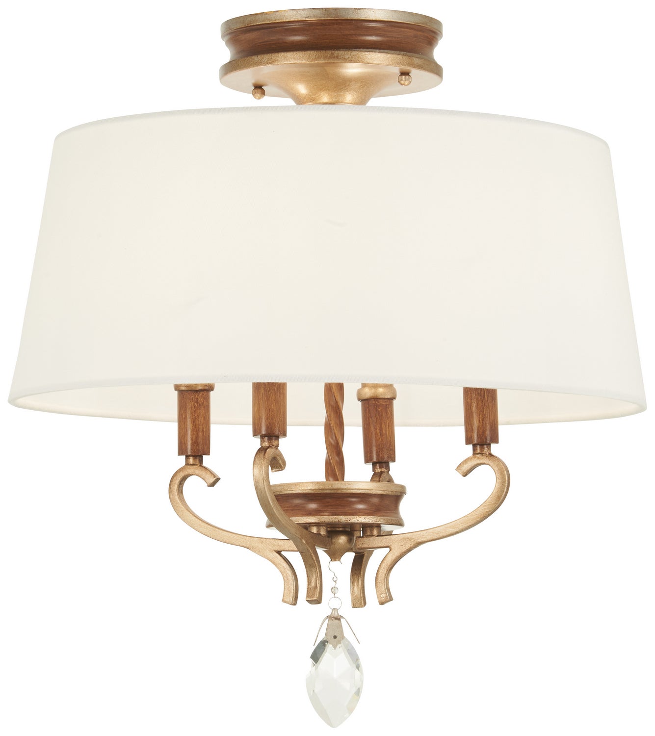 Metropolitan - N6552-690 - Four Light Semi Flush Mount - Magnolia Manor - Pale Gold with Distressed Bronze