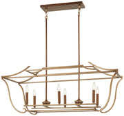 Metropolitan - N6556-690 - Six Light Island Pendant - Magnolia Manor - Pale Gold With Distressed Bronze