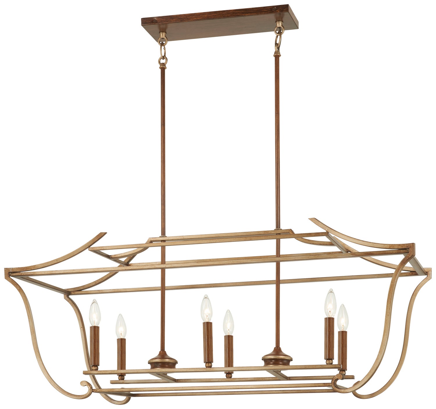 Metropolitan - N6556-690 - Six Light Island Pendant - Magnolia Manor - Pale Gold With Distressed Bronze