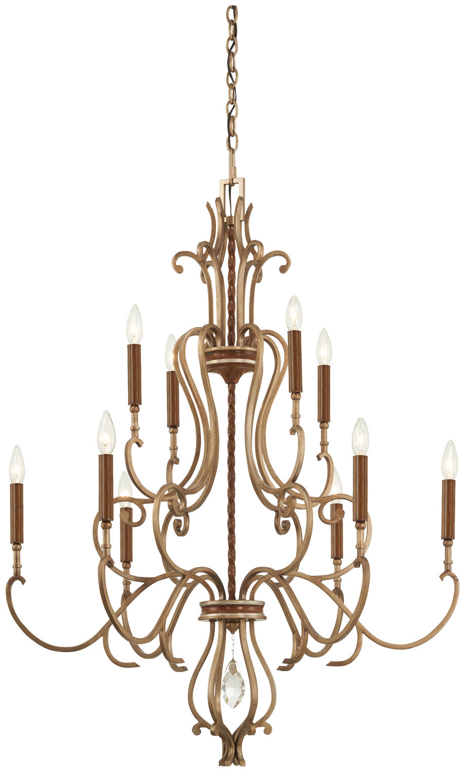 Metropolitan - N6558-690 - Ten Light Chandelier - Magnolia Manor - Pale Gold With Distressed Bronze