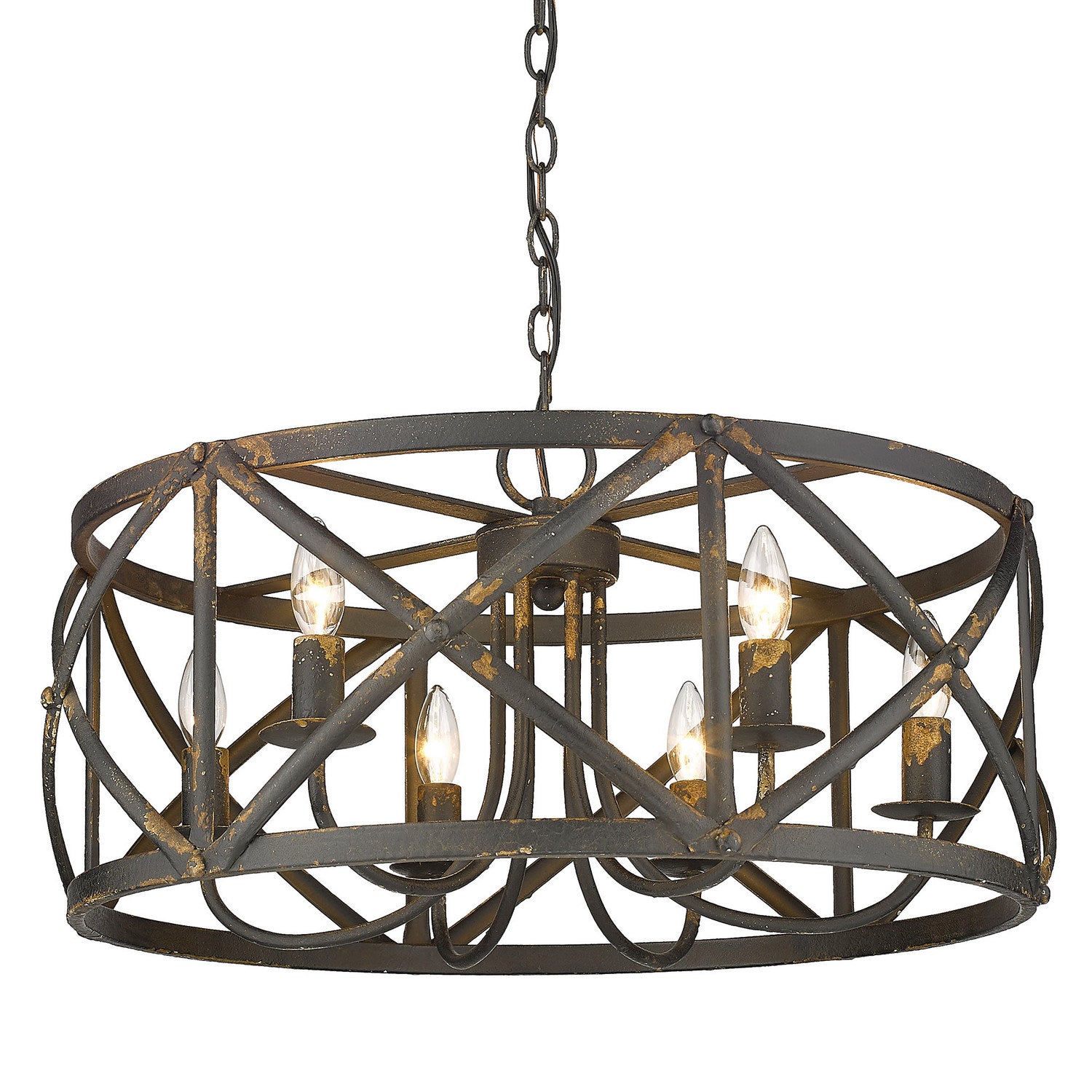 Golden - 0890-6 ABI - Six Light Chandelier - Alcott - Antique Black Iron