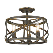 Golden - 0890-SF ABI - Three Light Semi-Flush Mount - Alcott - Antique Black Iron