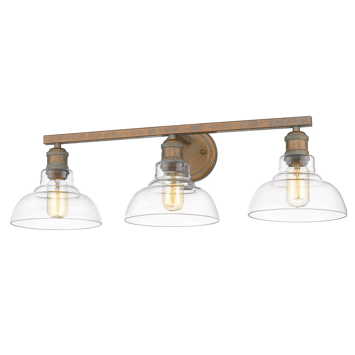 Golden - 0305-BA3 CP-CLR - Three Light Bath Vanity - Carver - Copper Patina