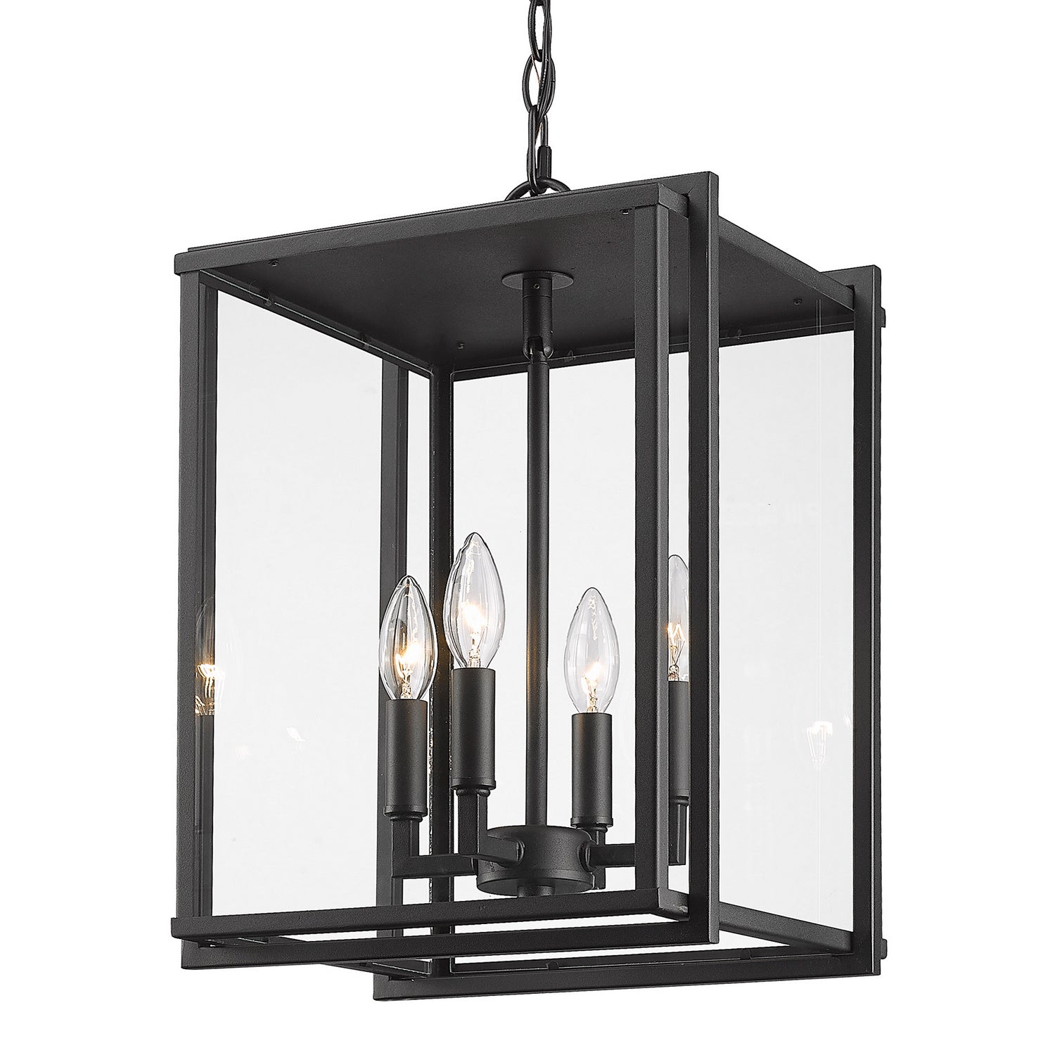 Golden - 6071-O4P NB-CLR - Four Light Outdoor Pendant - Tribeca - Natural Black