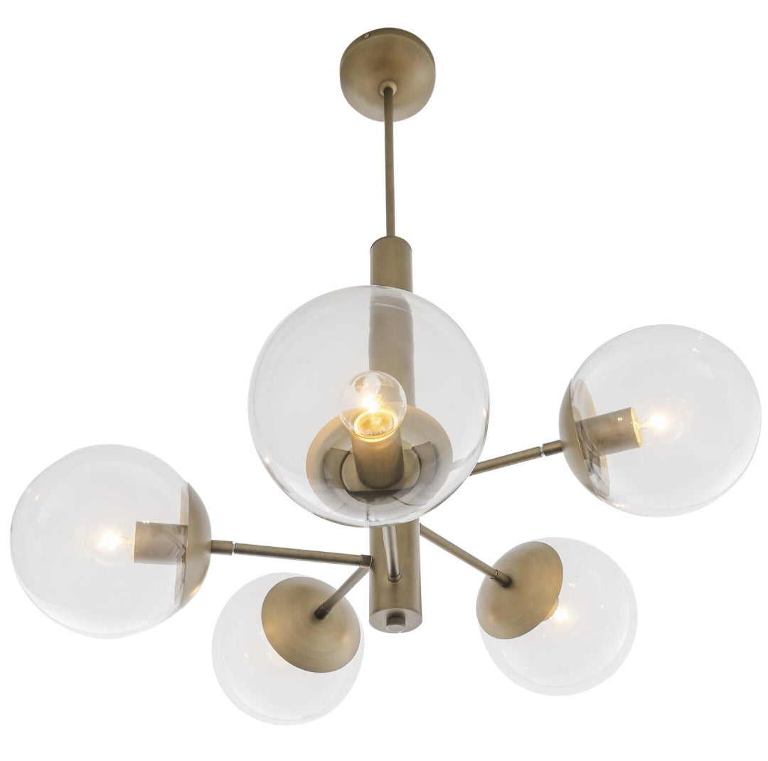 Varaluz - 612710 - Five Light Chandelier - Mid-Century - Antique Brass