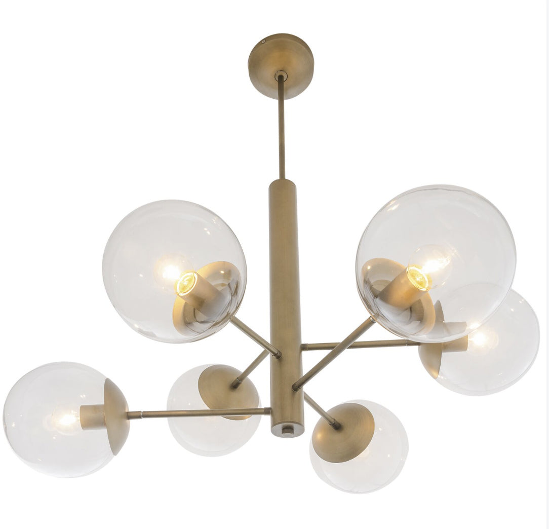 Varaluz - 612720 - Six Light Chandelier - Mid-Century - Antique Brass