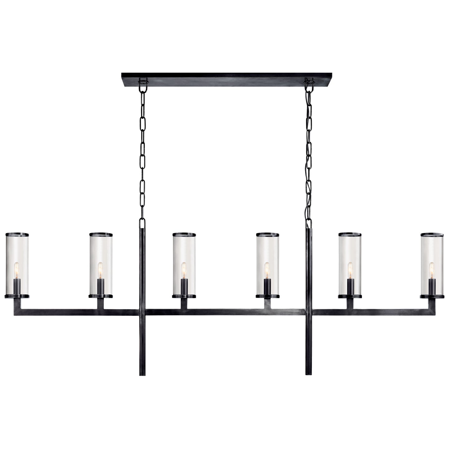 Visual Comfort Signature - KW 5203BZ-CG - Six Light Linear Chandelier - Liaison - Bronze