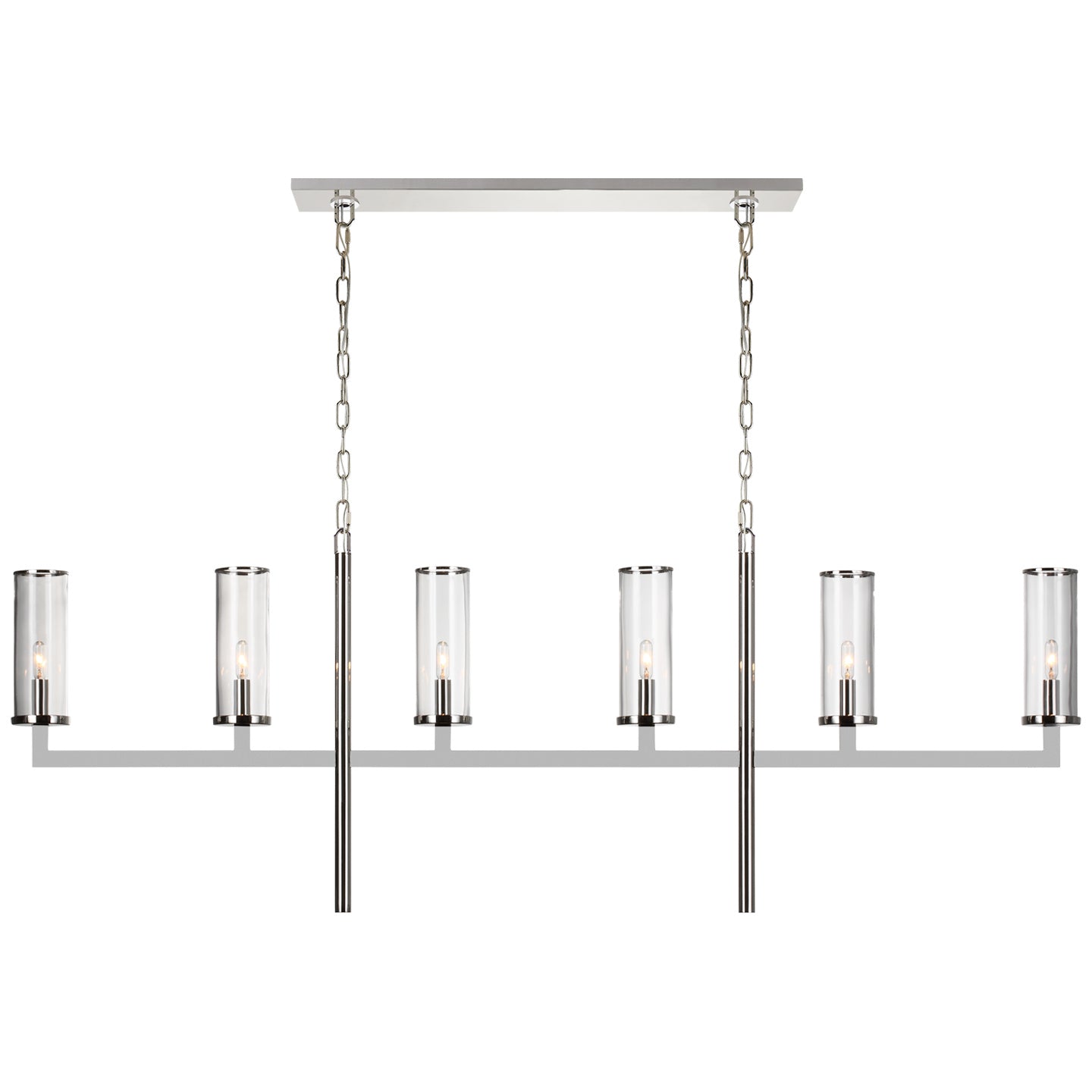 Visual Comfort Signature - KW 5203PN-CG - Six Light Linear Chandelier - Liaison - Polished Nickel