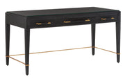 Currey and Company - 3000-0207 - Desk - Black Lacquered Linen/Champagne