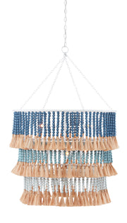 Currey and Company - 9000-0830 - Seven Light Chandelier - Sugar White/Mist Blue/Demin Blue/Natural Rope