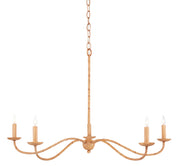Currey and Company - 9000-0848 - Five Light Chandelier - Saddle Tan/Natural Rattan