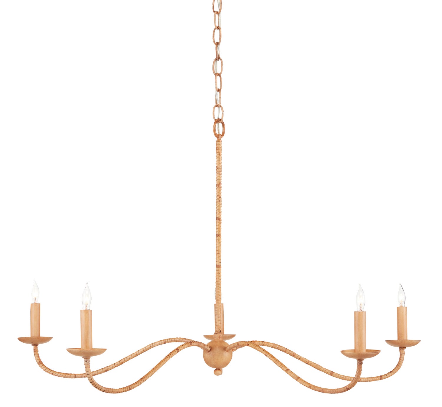 Currey and Company - 9000-0848 - Five Light Chandelier - Saddle Tan/Natural Rattan