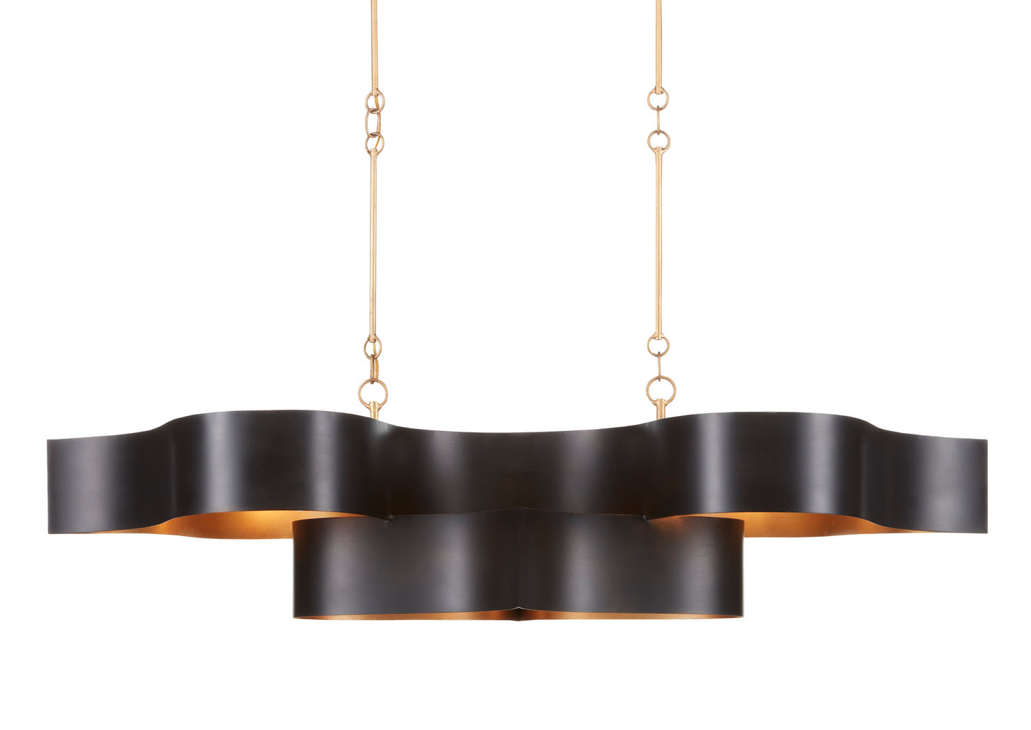 Currey and Company - 9000-0853 - Six Light Chandelier - Satin Black/Contemporary Gold Leaf