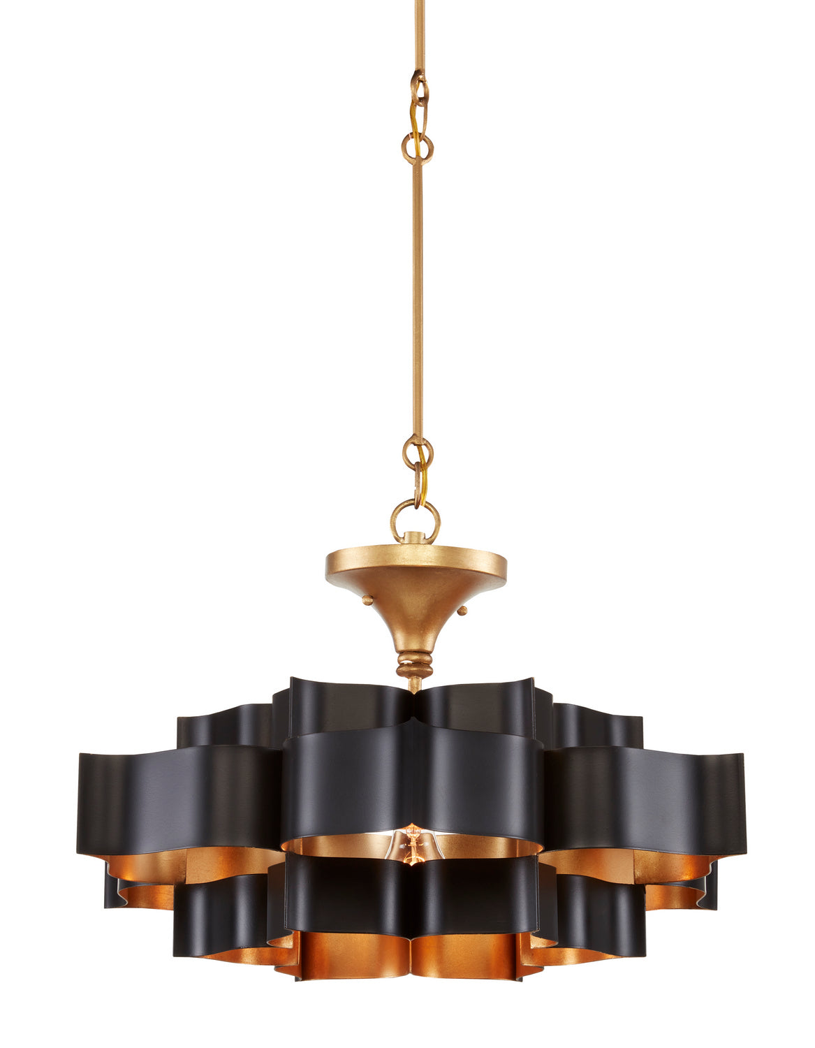 Currey and Company - 9000-0855 - One Light Chandelier - Satin Black/Contemporary Gold Leaf