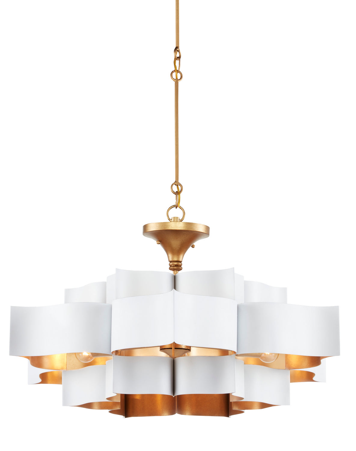 Currey and Company - 9000-0857 - Six Light Chandelier - Sugar White/Contemporary Gold Leaf