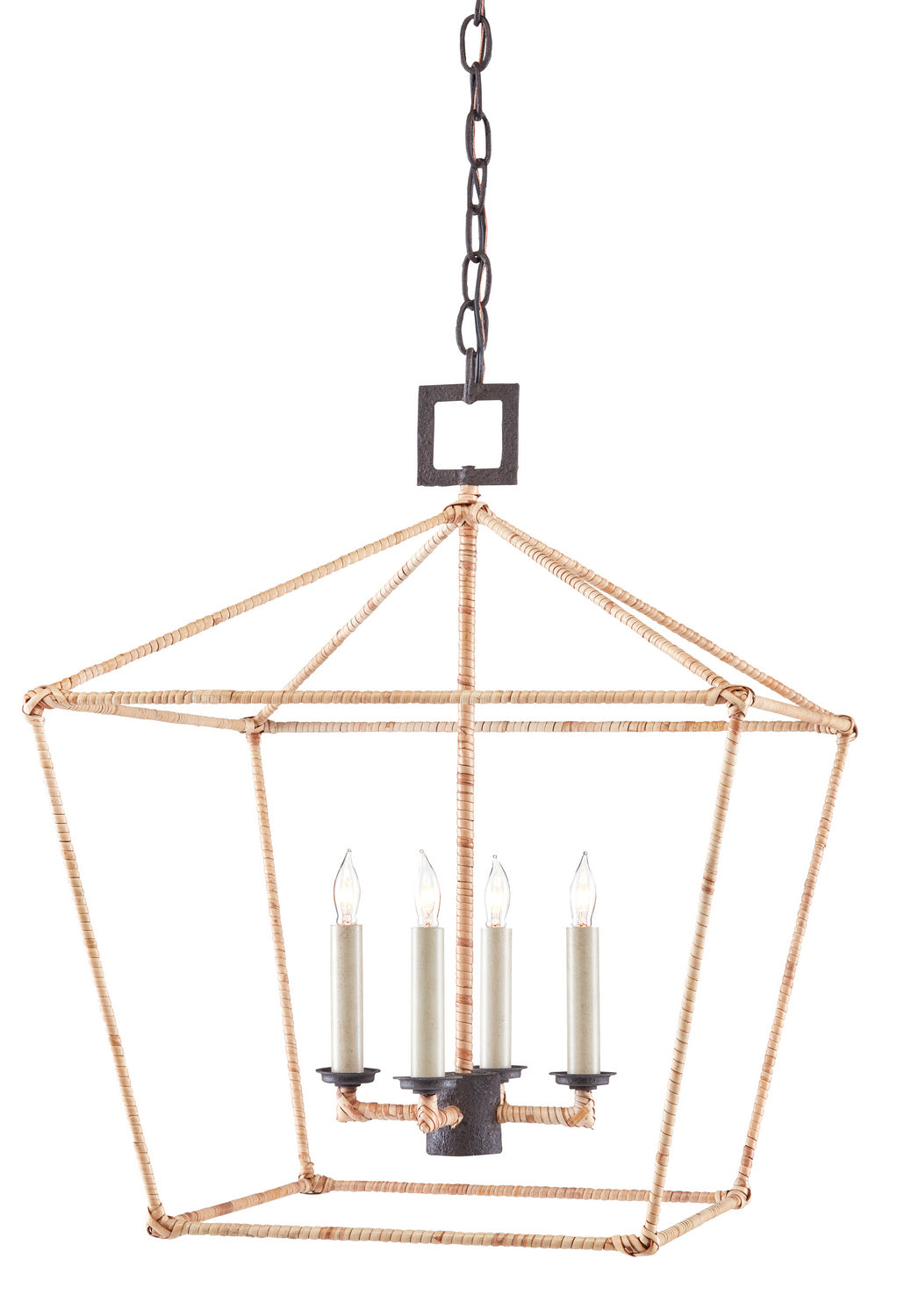 Currey and Company - 9000-0872 - Four Light Lantern - Molé Black/Natural