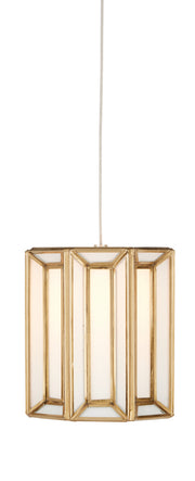 Currey and Company - 9000-0888 - One Light Pendant - White/Antique Brass