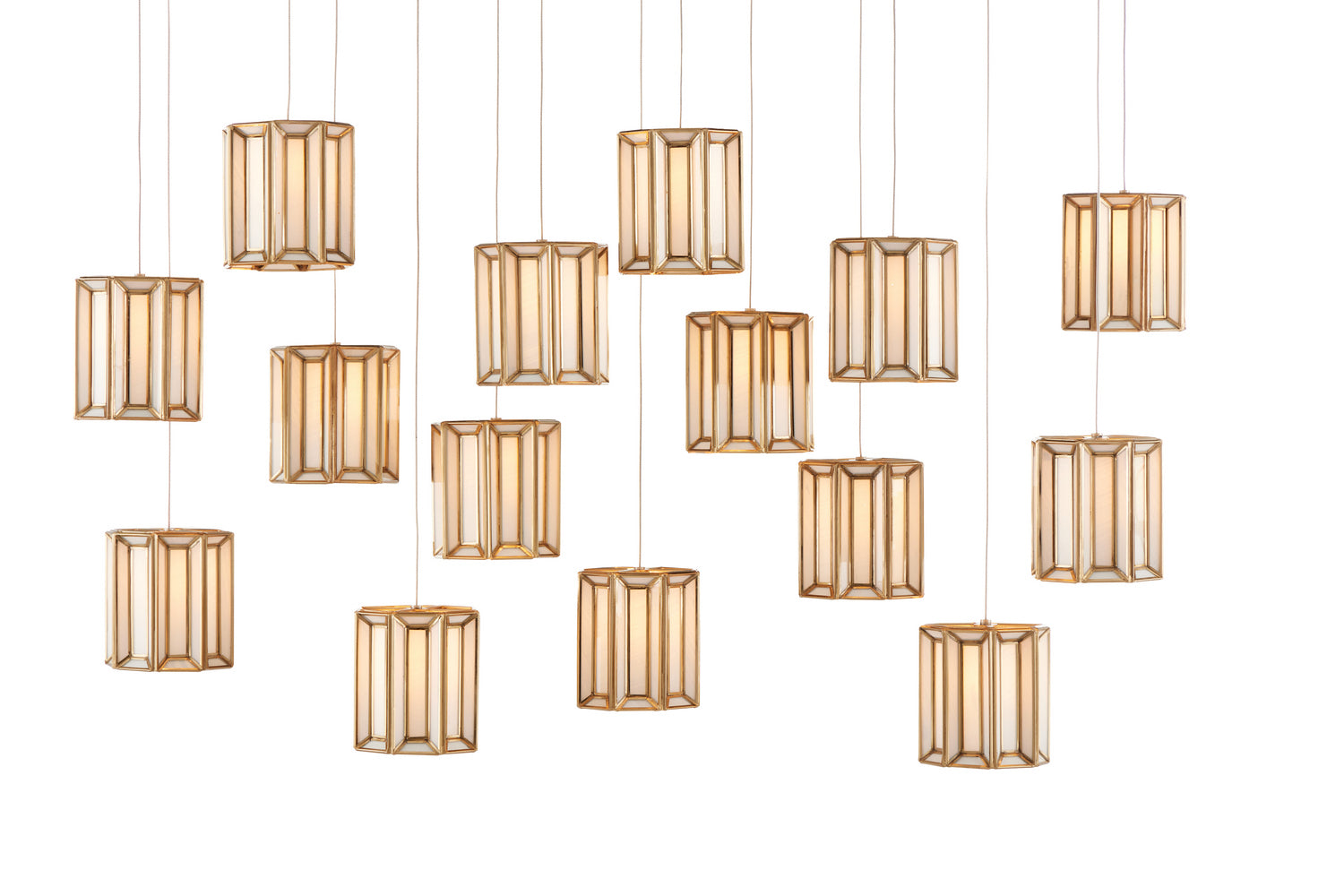 Currey and Company - 9000-0892 - 15 Light Pendant - White/Antique Brass
