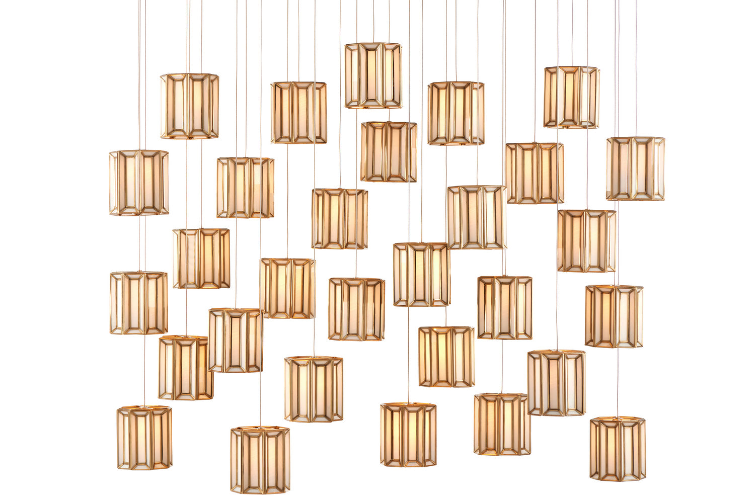 Currey and Company - 9000-0893 - 30 Light Pendant - White/Antique Brass
