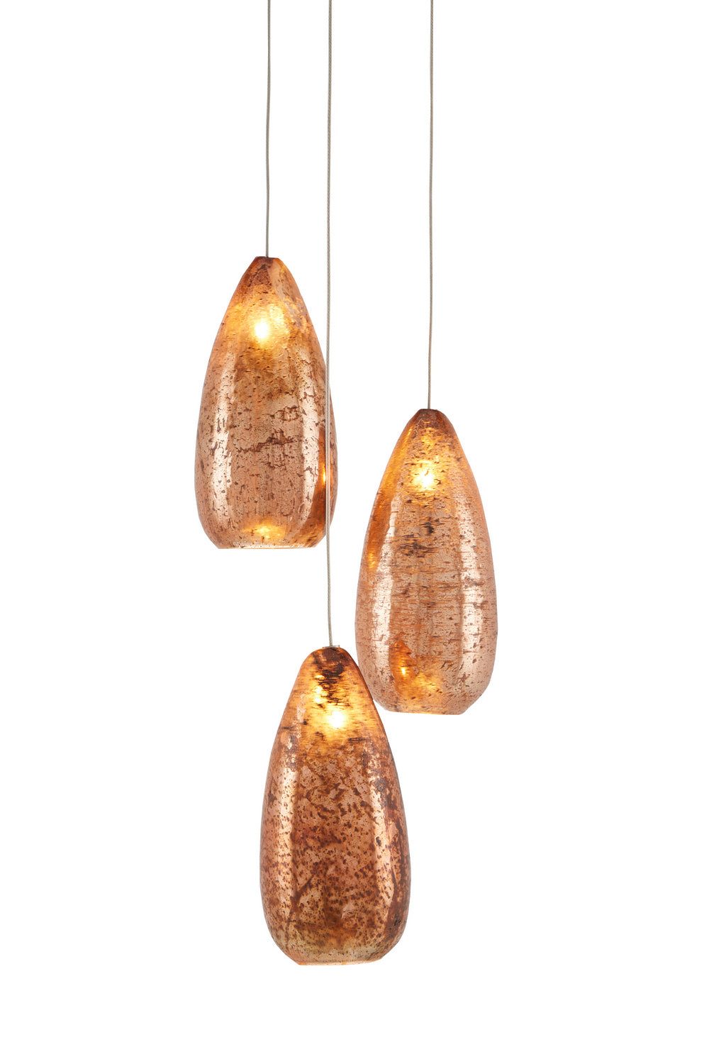 Currey and Company - 9000-0903 - Three Light Pendant - Copper