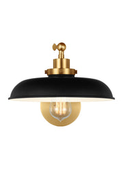 Visual Comfort Studio - CW1141MBKBBS - One Light Wall Sconce - Wellfleet - Midnight Black and Burnished Brass