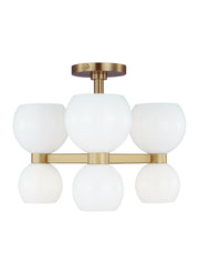 Visual Comfort Studio - KSF1036BBSMG - Six Light Semi Flush Mount - Londyn - Burnished Brass with Milk White Glass