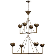Visual Comfort Signature - JN 5006ABL - Eight Light Chandelier - Alberto - Antique Bronze Leaf