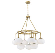 Meridian - M10098NB - Nine Light Chandelier - Natural Brass