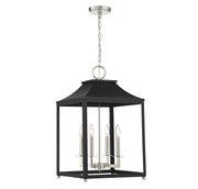 Meridian - M30009MBKPN - Four Light Pendant - Matte Black with Polished Nickel